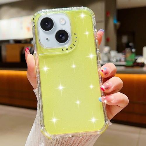 

For iPhone 15 Plus Glitter Powder 3-in-1 TPU + PC Phone Case(Yellow)