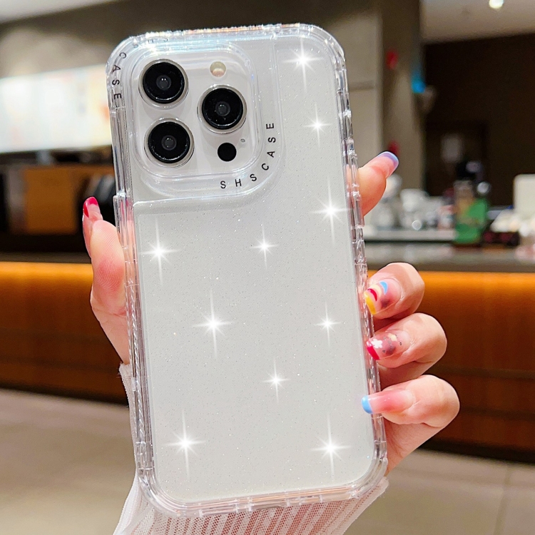 

For iPhone 16 Pro Glitter Powder 3-in-1 TPU + PC Phone Case(Transparent)