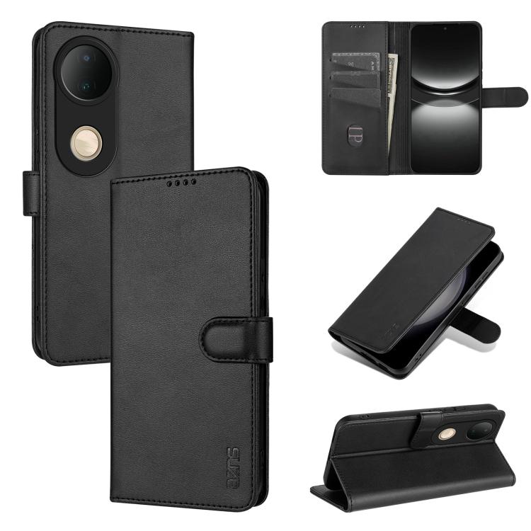 

For vivo S20 AZNS Skin Feel Calf Texture Flip Leather Phone Case(Black)