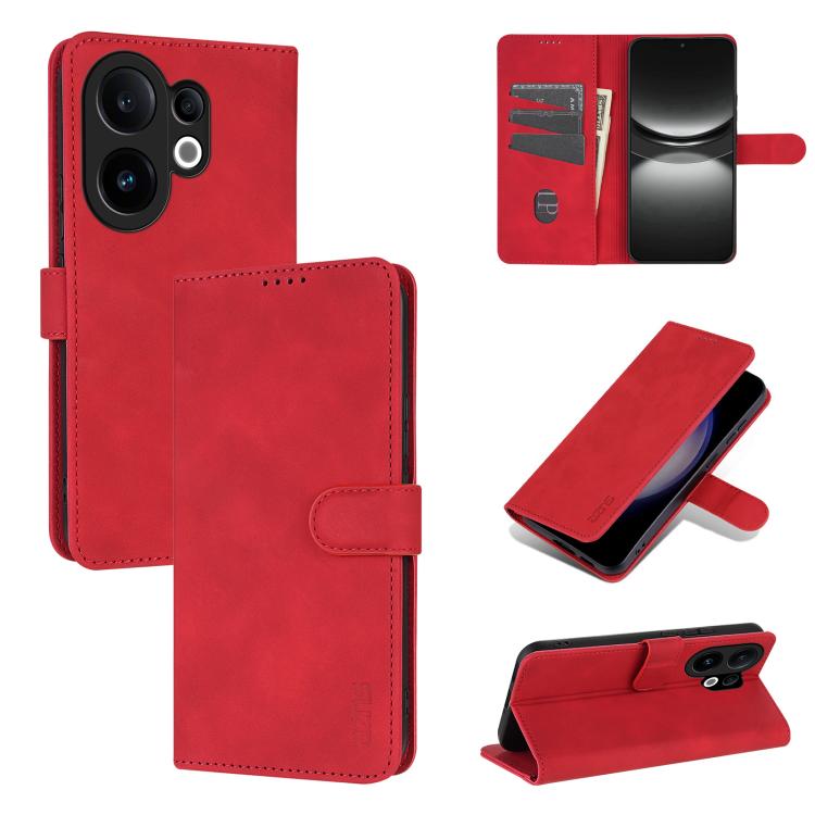 

For vivo S30 AZNS Skin Feel Calf Texture Flip Leather Phone Case(Red)
