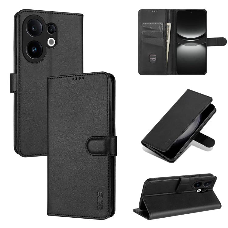 

For vivo S30 AZNS Skin Feel Calf Texture Flip Leather Phone Case(Black)