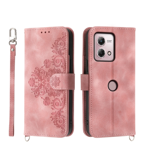 

For Motorola Moto G Stylus 4G 2023 Skin-feel Flowers Embossed Wallet Leather Phone Case(Pink)