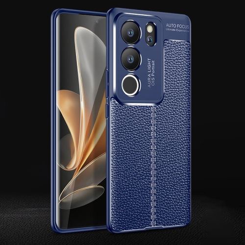 

For vivo S17/S17 Pro/V29 5G Litchi Texture Shockproof TPU Phone Case(Blue)