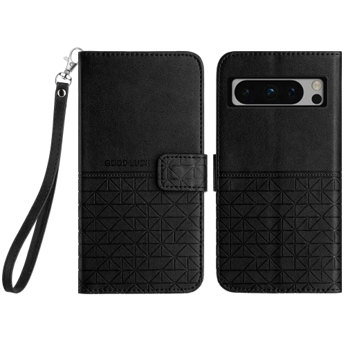 

For Google Pixel 8 Pro Rhombic Texture Leather Phone Case with Lanyard(Black)