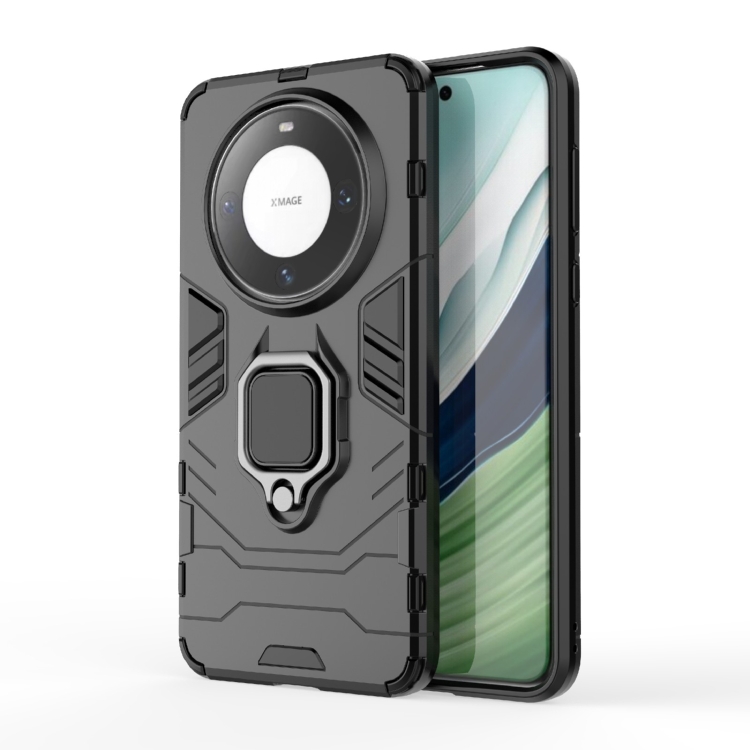

For Huawei Mate 60 Pro Shockproof PC + TPU Holder Phone Case(Black)