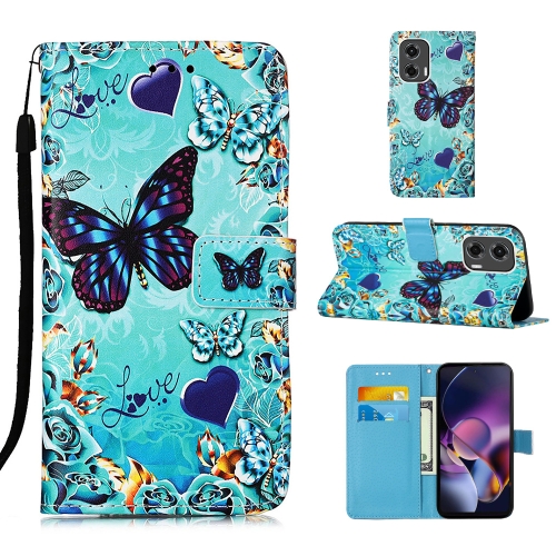 

For Motorola Moto G Stylus 5G Colored Drawing Pattern Plain Weave Leather Phone Case(Caring Butterfly)