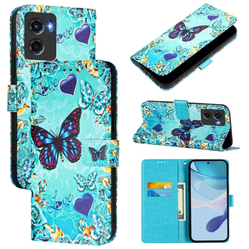 For Motorola Moto G05 Colored Drawing Pattern Plain Weave Leather Phone Case(Caring Butterfly)