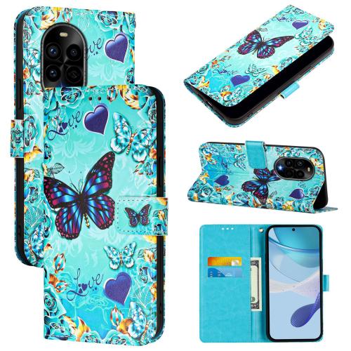 

For Huawei nova 13 Pro Colored Drawing Pattern Plain Weave Leather Phone Case(Caring Butterfly)