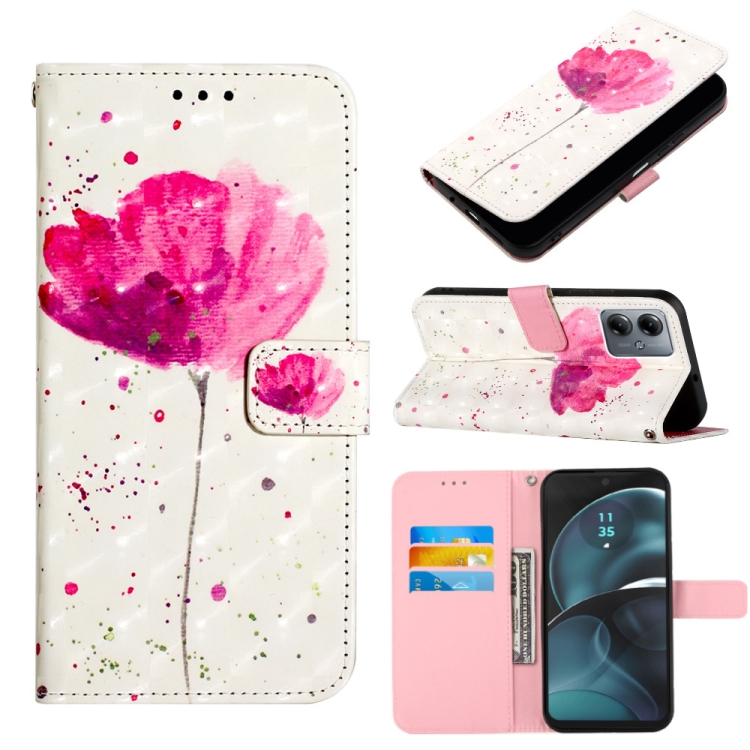 

For Motorola Moto G14 3D Painting Horizontal Flip Leather Phone Case(Flower)