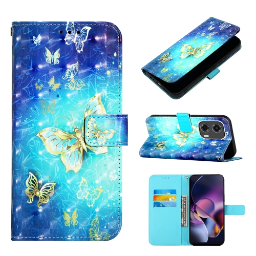 

For Motorola Moto G Stylus 5G 2024 3D Painting Horizontal Flip Leather Phone Case(Golden Butterfly)