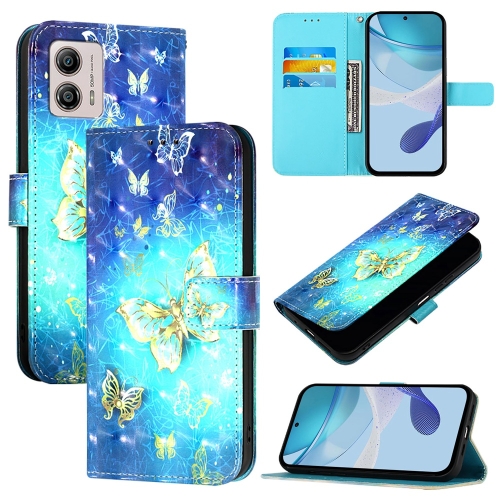 

For Motorola Moto G53 5G / Moto G13 3D Painting Horizontal Flip Leather Phone Case(Golden Butterfly)