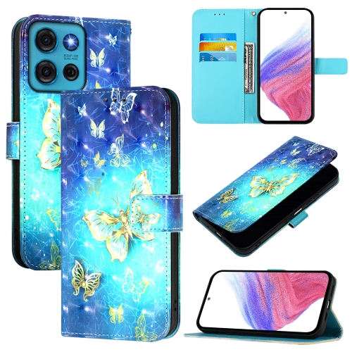 For Motorola Moto G75 5G 3D Painting Horizontal Flip Leather Phone Case(Golden Butterfly)