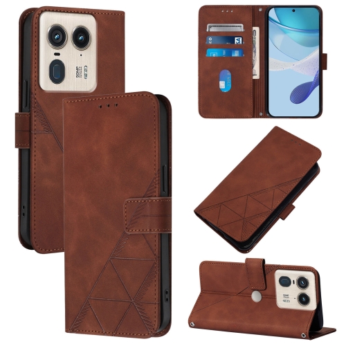 

For Motorola Edge 50 Ultra Crossbody 3D Embossed Flip Leather Phone Case(Brown)