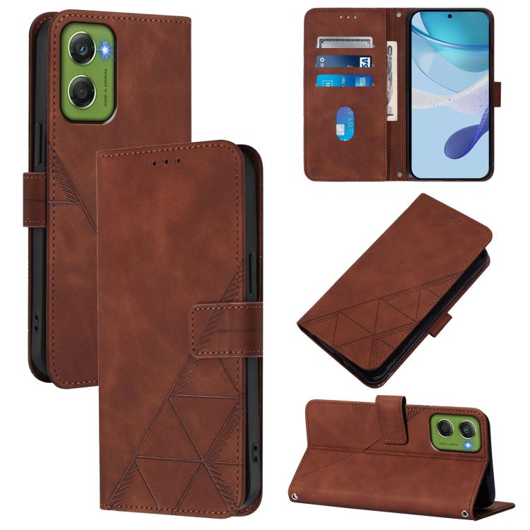 

For Motorola Moto G06 4G Crossbody 3D Embossed Flip Leather Phone Case(Brown)