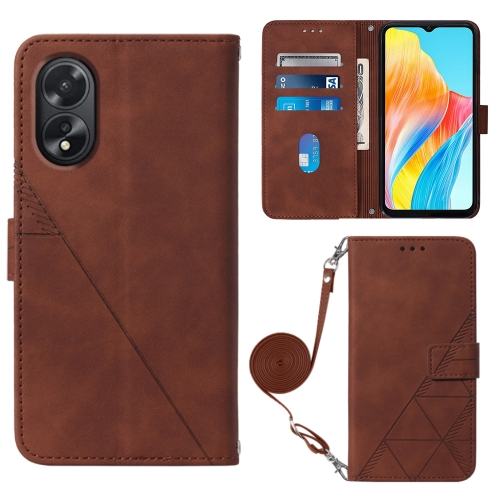 

For OPPO A38 4G Global Crossbody 3D Embossed Flip Leather Phone Case(Brown)