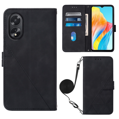 

For OPPO A38 4G Global Crossbody 3D Embossed Flip Leather Phone Case(Black)