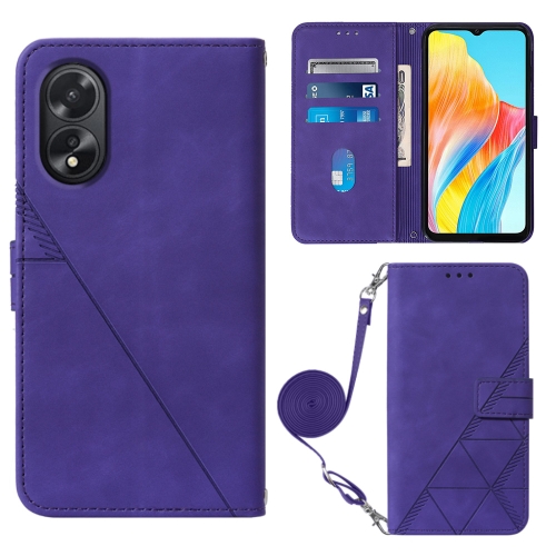 

For OPPO A38 4G Global Crossbody 3D Embossed Flip Leather Phone Case(Purple)