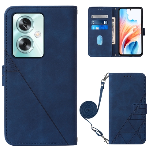 

For OPPO A79 5G Crossbody 3D Embossed Flip Leather Phone Case(Blue)