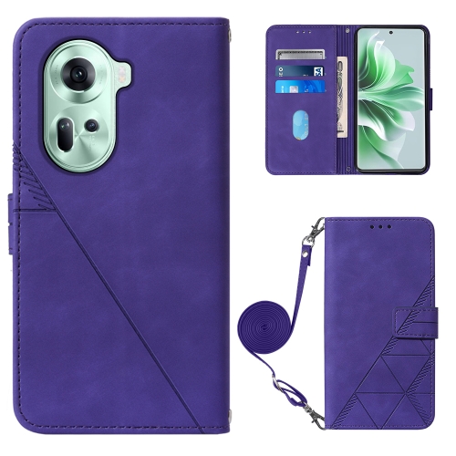 

For OPPO Reno11 5G Global Crossbody 3D Embossed Flip Leather Phone Case(Purple)