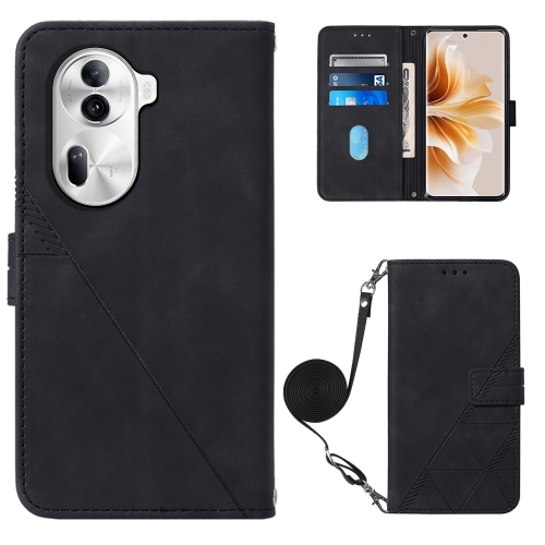 

For OPPO Reno11 Pro 5G Global Crossbody 3D Embossed Flip Leather Phone Case(Black)