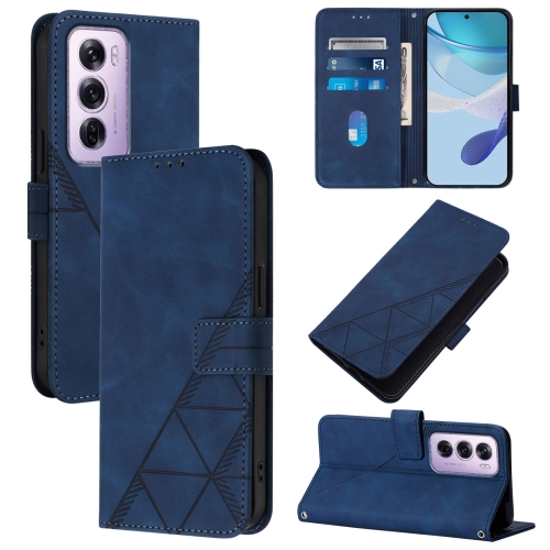 

For OPPO Reno12 Pro Global Crossbody 3D Embossed Flip Leather Phone Case(Blue)