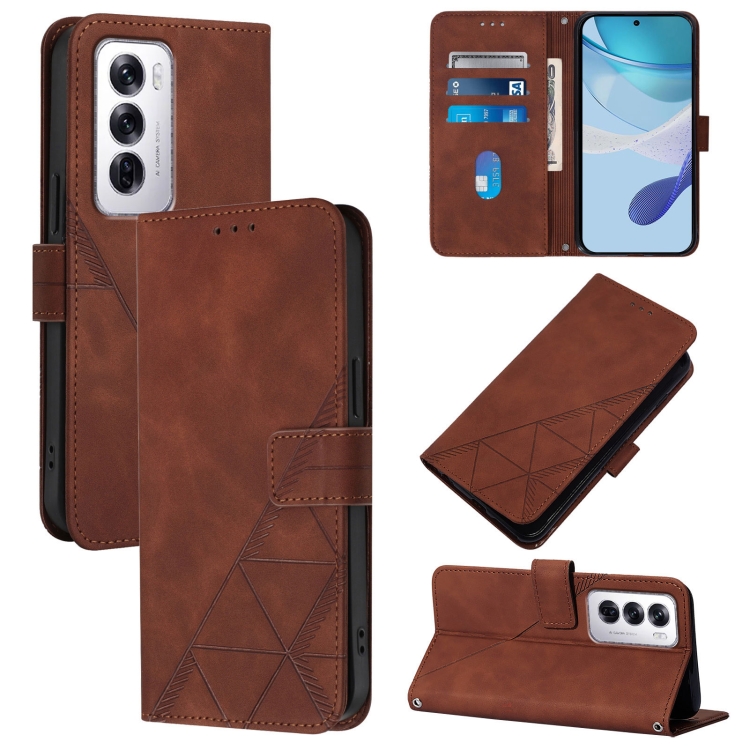 

For OPPO Reno12 Global Crossbody 3D Embossed Flip Leather Phone Case(Brown)