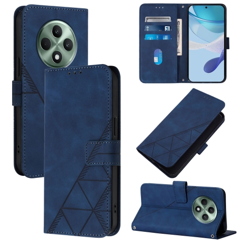 

For OPPO Reno12 F 5G Global Crossbody 3D Embossed Flip Leather Phone Case(Blue)