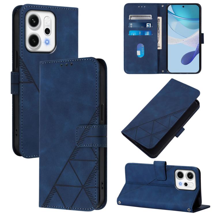 

For OPPO Reno14 Pro 5G Global Crossbody 3D Embossed Flip Leather Phone Case(Blue)