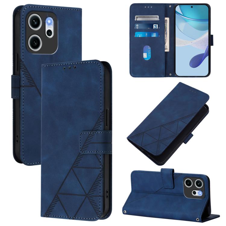 

For OPPO Reno14 F 5G Crossbody 3D Embossed Flip Leather Phone Case(Blue)