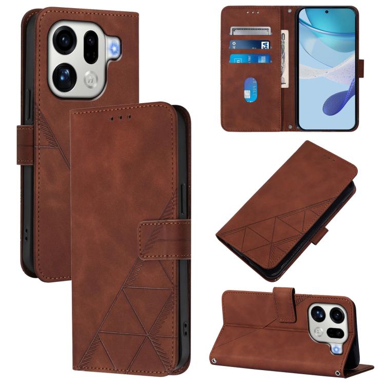 

For OPPO Find X9 Pro Crossbody 3D Embossed Flip Leather Phone Case(Brown)
