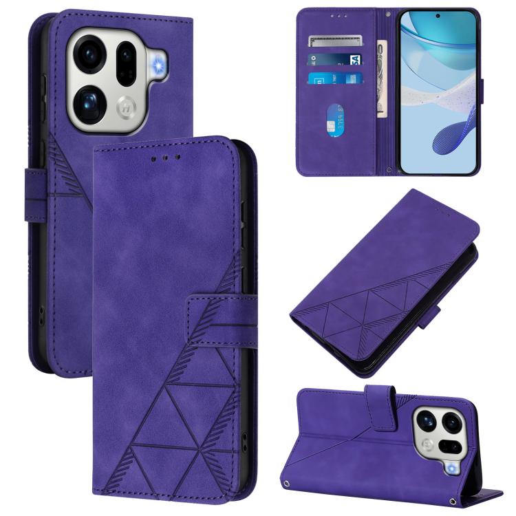 

For OPPO Find X9 Pro Crossbody 3D Embossed Flip Leather Phone Case(Purple)
