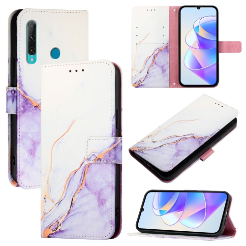 

For Huawei Enjoy 9s / P Smart+ 2019 PT003 Marble Pattern Flip Leather Phone Case(LS006 White Purple)