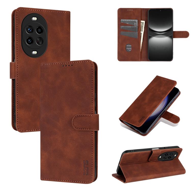 

For Huawei nova 14 Ultra 5G AZNS Skin Feel Calf Texture Flip Leather Phone Case(Brown)