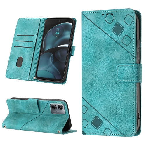 

For Motorola Moto G14 Skin-feel Embossed Leather Phone Case(Green)