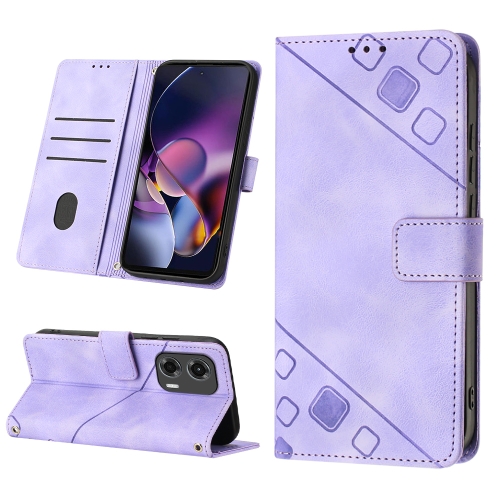 

For Motorola Moto G Stylus 5G Skin-feel Embossed Leather Phone Case(Light Purple)