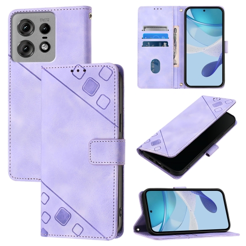 

For Motorola Edge 50 Pro Skin Feel Embossed Leather Phone Case(Light Purple)