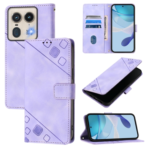 

For Motorola Edge 50 5G Global Skin Feel Embossed Leather Phone Case(Light Purple)