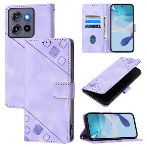 

For Motorola Moto G Stylus 5G 2025 Global Skin Feel Embossed Leather Phone Case(Light Purple)