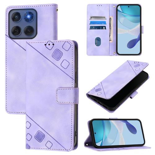 

For Motorola Edge 60 Fusion 5G Global Skin Feel Embossed Leather Phone Case(Light Purple)