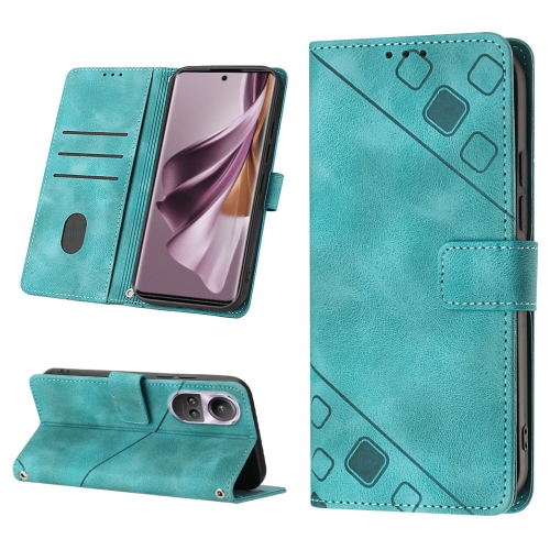 

For OPPO Reno10/10 Pro Global Skin-feel Embossed Leather Phone Case(Green)