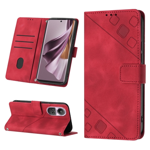 

For OPPO Reno10/10 Pro Global Skin-feel Embossed Leather Phone Case(Red)