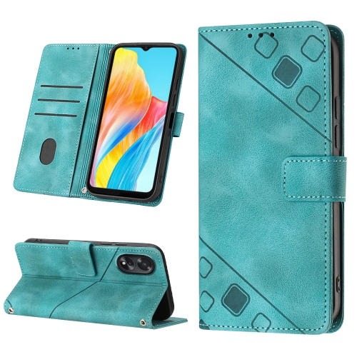 

For OPPO A38 4G Global Skin-feel Embossed Leather Phone Case(Green)