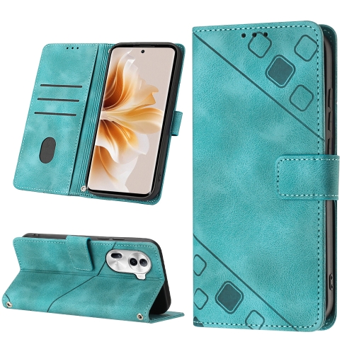 

For OPPO Reno11 Pro 5G Global Skin-feel Embossed Leather Phone Case(Green)