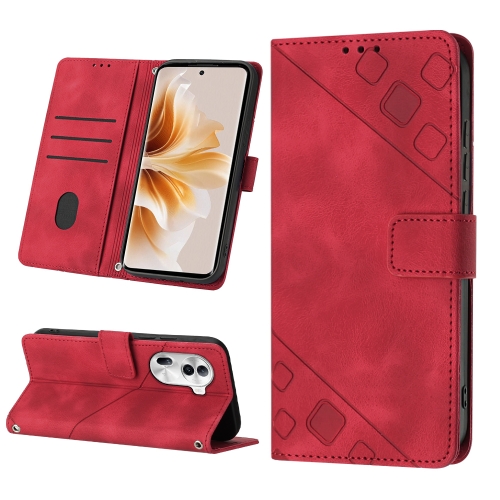 

For OPPO Reno11 Pro 5G Global Skin-feel Embossed Leather Phone Case(Red)