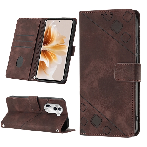 

For OPPO Reno11 Pro 5G Global Skin-feel Embossed Leather Phone Case(Brown)