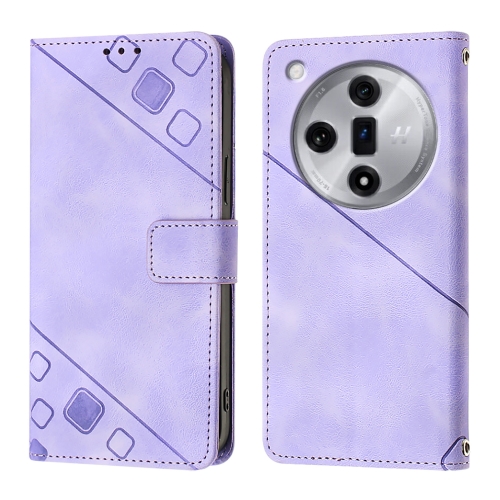 

For OPPO Find X7 Skin-feel Embossed Leather Phone Case(Light Purple)