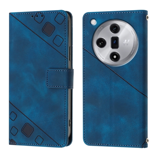 

For OPPO Find X7 Skin-feel Embossed Leather Phone Case(Blue)