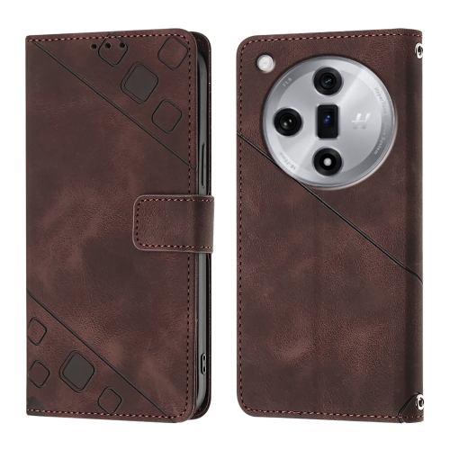 

For OPPO Find X7 Skin-feel Embossed Leather Phone Case(Brown)