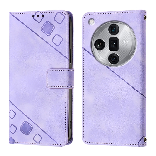 

For OPPO Find X7 Ultra Skin-feel Embossed Leather Phone Case(Light Purple)