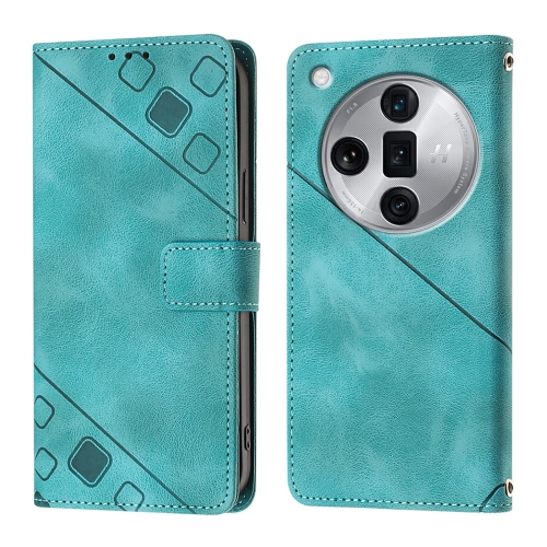 

For OPPO Find X7 Ultra Skin-feel Embossed Leather Phone Case(Green)
